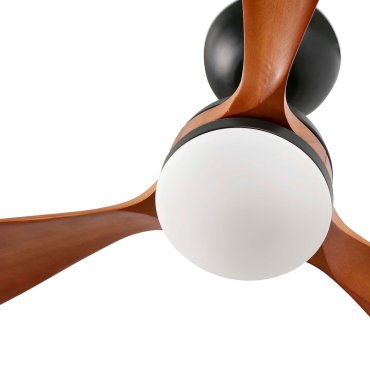 Faro Poros L - plafondventilator met licht - Ø 132 cm - mat zwart en walnoot