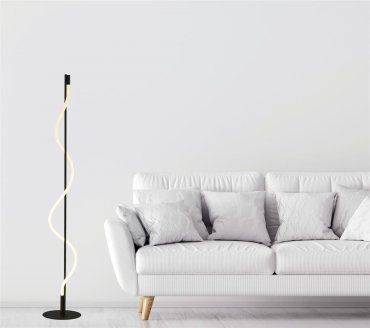 Searchlight Serpent - vloerlamp - Ø 23 x 141 cm - 20W dimbare LED incl. - zwart en opaal