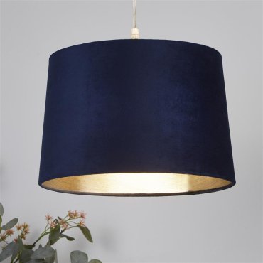 Searchlight Drum Shade - lampenkap - Ø 30 x 20 cm - marineblauw en geborsteld goud