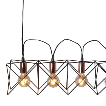 Searchlight Anthea - hanglamp - 73 x 19 x 146 cm - mat zwart en koper
