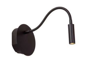 Lucide Jolijn - wandlamp met flexibele leesarm - oplaadbaar via USB-kabel - Ø 11 x 3,2 cm - 2W led incl. - zwart