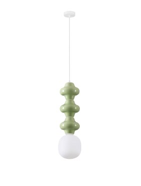 Nova Luce Clio - hanglamp - Ø 18 x 240 cm - groen en opaalglas