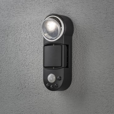 Konstsmide Prato - buiten wandlamp op batterijen met bewegingssensor - 10 x 7 x 26 cm - 1W LED incl. - IP44 - zwart