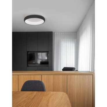 Nova Luce Albi - plafondverlichting - Ø 41 x 8,5 cm - 32W dimbare LED incl. - zand zwart