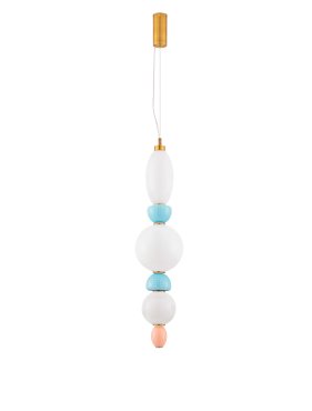 Nova Luce Obrie - hanglamp - Ø 20 x 215 cm - 27W LED incl. - messing goud, oranje en blauw
