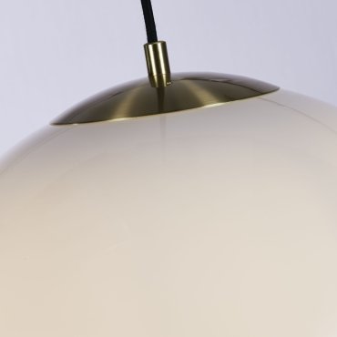 Searchlight Atom II - hanglamp - Ø 40 x 120 cm - satijn messing en opaal