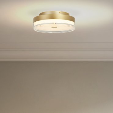 Searchlight Cyprus - plafondlamp - Ø 30 x 11 cm - 21W dimbare LED incl. - goud en transparant