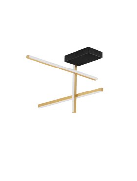 Nova Luce Antama - plafondlamp - 51 x 31 x 51 cm - 26W dimbare LED incl. - zandzwart en goud