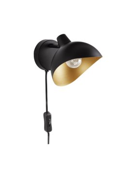 Nova Luce Geti - wandlamp met schakelaar - Ø 15 x 12 cm - mat zwart en goud