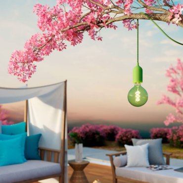 Creative Cables Eiva Pastel - buitenhanglamp met siliconen plafondbevestiging - Ø 12,5 x 514,5 cm - IP65 - zachtgroen