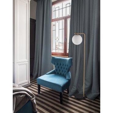 Nova Luce Alvarez - staanlamp - 140 cm - satijn goud en opaal