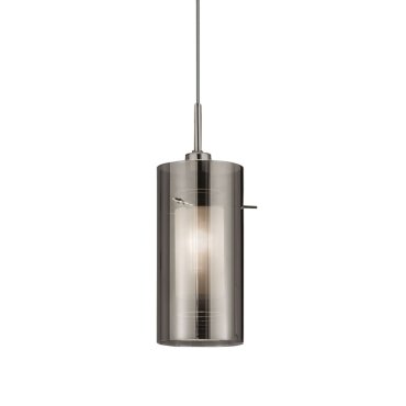 Searchlight Duo 2 - hanglamp - Ø 13 x 100 cm - gerookt en matglas