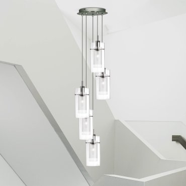 Searchlight Duo 1 - hanglamp - Ø 28 x 120 cm - chroom en transparant