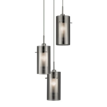 Searchlight Duo 2 - hanglamp - Ø 26 x 120 cm - gerookt en matglas