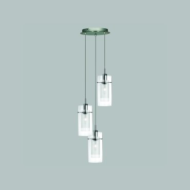 Searchlight Duo 1 - hanglamp - Ø 26 x 120 cm - chroom en transparant