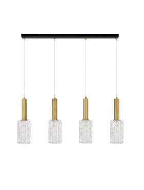 Nova Luce Certa - hanglamp - 90 x 120 x 12,5 cm - helder glas, messing goud en zwart