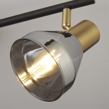 Searchlight Westminster - opbouwspot 3L - 59 x 19 x 20 cm - zwart, satijn messing en  gerookt glas
