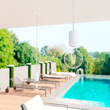 Creative Cables Eiva - buitenhanglamp met siliconen plafondbevestiging - Ø 12,5 x 164,5 cm - IP65 - wit