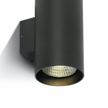 ONE Light Outdoor Wall Cylinders High Power - buiten wandverlichting - 14 x 18 x 30 cm - 2 x 20W dimbare LED incl. - IP65 - antraciet - warm witte lichtkleur