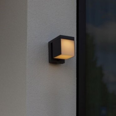 Lutec Prima - buiten wandlamp op zonne-energie met sensor - 10 x 13,5 x 16 cm - 9,5W LED incl. - IP44 - donker grijs