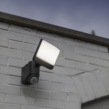 Lutec Sunshine - buiten wandlamp met sensor - 20 x 18 x 24 cm - 16,5W LED incl. - IP44 - donkergrijs