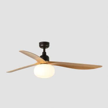 Faro Outwood L - plafondventilator met licht - Ø 150 cm x 43 cm - IP44 - donkerbruin en eiken
