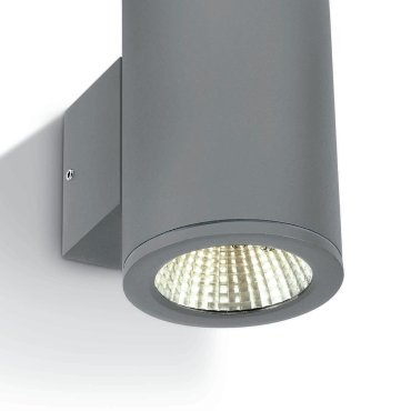 ONE Light Outdoor Wall Cylinders Up &amp; Down Beam - buiten wandverlichting - 8 x 10,6 x 13,8 cm - 2 x 6W LED incl. - IP54 - grijs