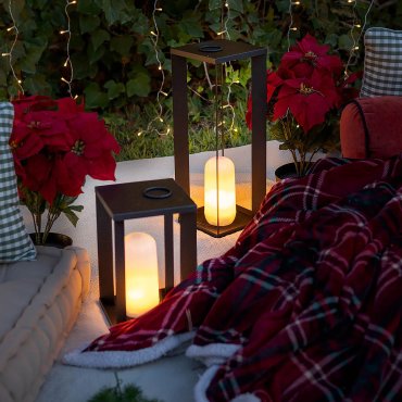 New Garden Siroco 30 - draagbare vloer- en tafellamp - 18 x 18 x 30 cm - 2W dimbare LED incl. - IP54 - zwart