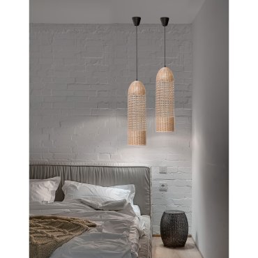 Nova Luce Mia - hanglamp - Ø 20 x 250 cm - bruin en zwart