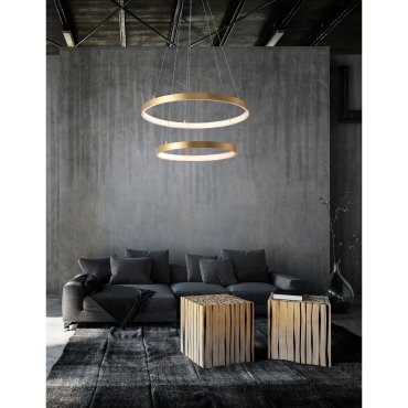 Nova Luce Leon - hanglamp - Ø 60 x 150 cm - 65W LED incl. - bladgoud