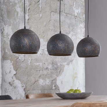 Vico Perforated - hanglamp 3L - 110 x 25 x 150 cm - zwart bruin