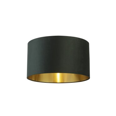 Searchlight Drum Shade - lampenkap - Ø 50 x 28 cm - donkergroen en geborsteld goud