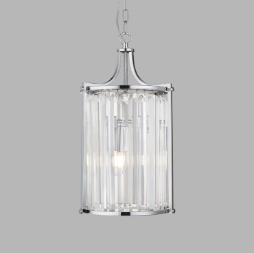 Searchlight Victoria - hanglamp - Ø 26 x 150 cm - chroom en transparant