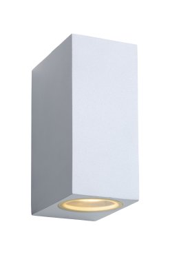 Lucide Zora  - buiten wandlamp - 6,5 x 9 x 15 cm - 2 x 5W dimbare LED incl. - IP44 - wit
