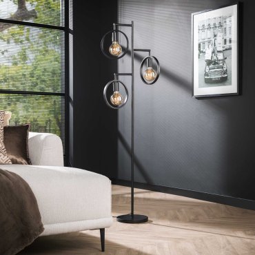 Vico Ring 3L - vloerlamp - 50 x 22 x 155 cm - houtskool