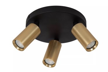 Lucide Ritmo - opbouwspot 3L - Ø 18 x 11,1 cm - zwart met goud