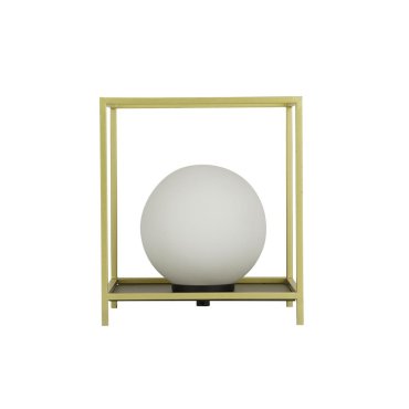 Searchlight Block - tafellamp - 18 x 18 x 20,5 cm - goud en opaal