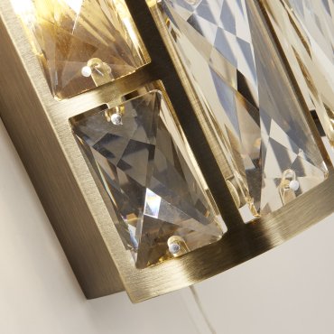 Searchlight Bijou - wandverlichting met trekschakelaar - 16,5 x 27 cm - antiek messing en champagne