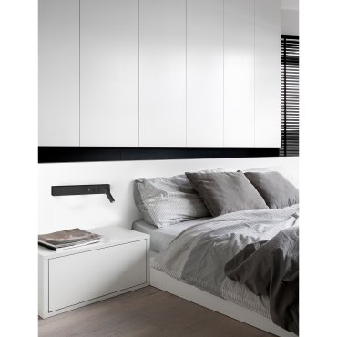 Nova Luce Vida - wandverlichting met schakelaar en USB-lader - 35 x 10 x 8 cm - 5W + 3W LED incl. - zand zwart