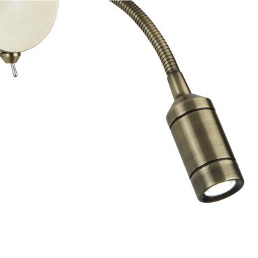 Searchlight LED Adjustable Wall Lights - wandverlichting met schakelaar - 7 x 24 cm - 1W LED incl. - antiek messing