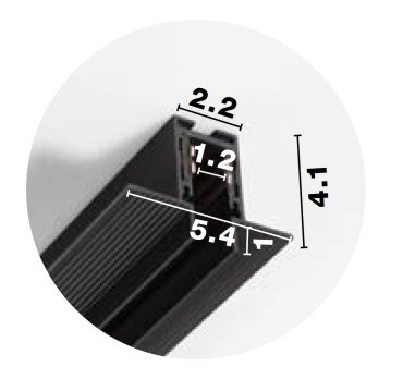 Nova Luce Ultra Slim - trimless inbouw magnetische rail met 1cm diepe vleugels - 200 cm - zwart