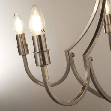 Searchlight Lodge - luster - Ø 65 x 120 cm - satijn zilver