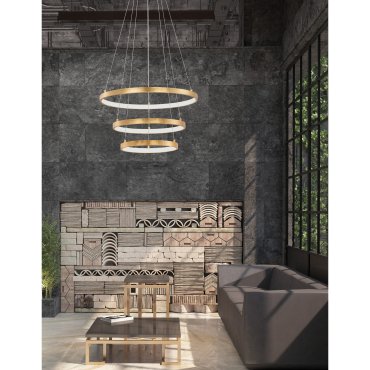 Nova Luce Leon - hanglamp - Ø 61 x 150 cm - 83W dimbare LED incl. - goud
