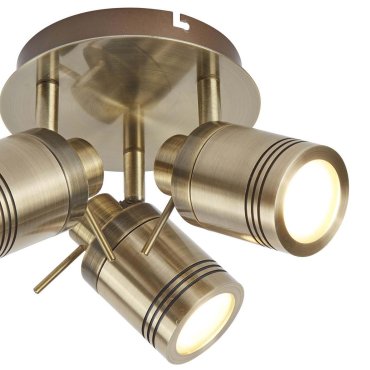 Searchlight Samson - opbouwspot 3L - Ø 28 x 16 cm - IP44 - antiek messing