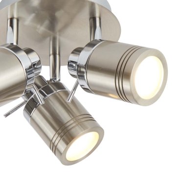 Searchlight Samson - opbouwspot 3L - Ø 28 x 16 cm - IP44 - satijn zilver