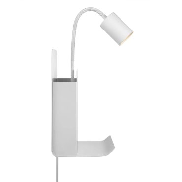 Nordlux Roomi - wandlamp met schakelaar en dubbele USB-poort - 16,5 x 24,8 x 28,2 cm - wit