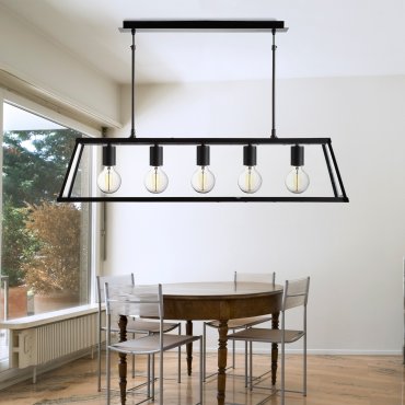 Searchlight Voyager - hanglamp - 90 x 20 x 100 cm - mat zwart
