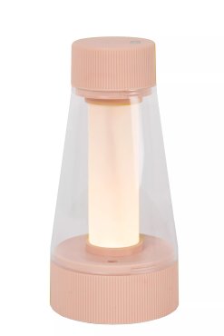 Lucide Lorali - oplaadbare tafellamp - Ø 7,7 x 16 cm - 1,2W LED met dimfunctie incl. - IP44 - roze
