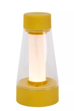Lucide Lorali - oplaadbare tafellamp - Ø 7,7 x 16 cm - 1,2W LED met dimfunctie incl. - IP44 - okergeel