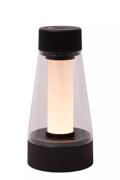 Lucide Lorali - oplaadbare tafellamp - Ø 7,7 x 16 cm - 1,2W LED met dimfunctie incl. - IP44 - zwart